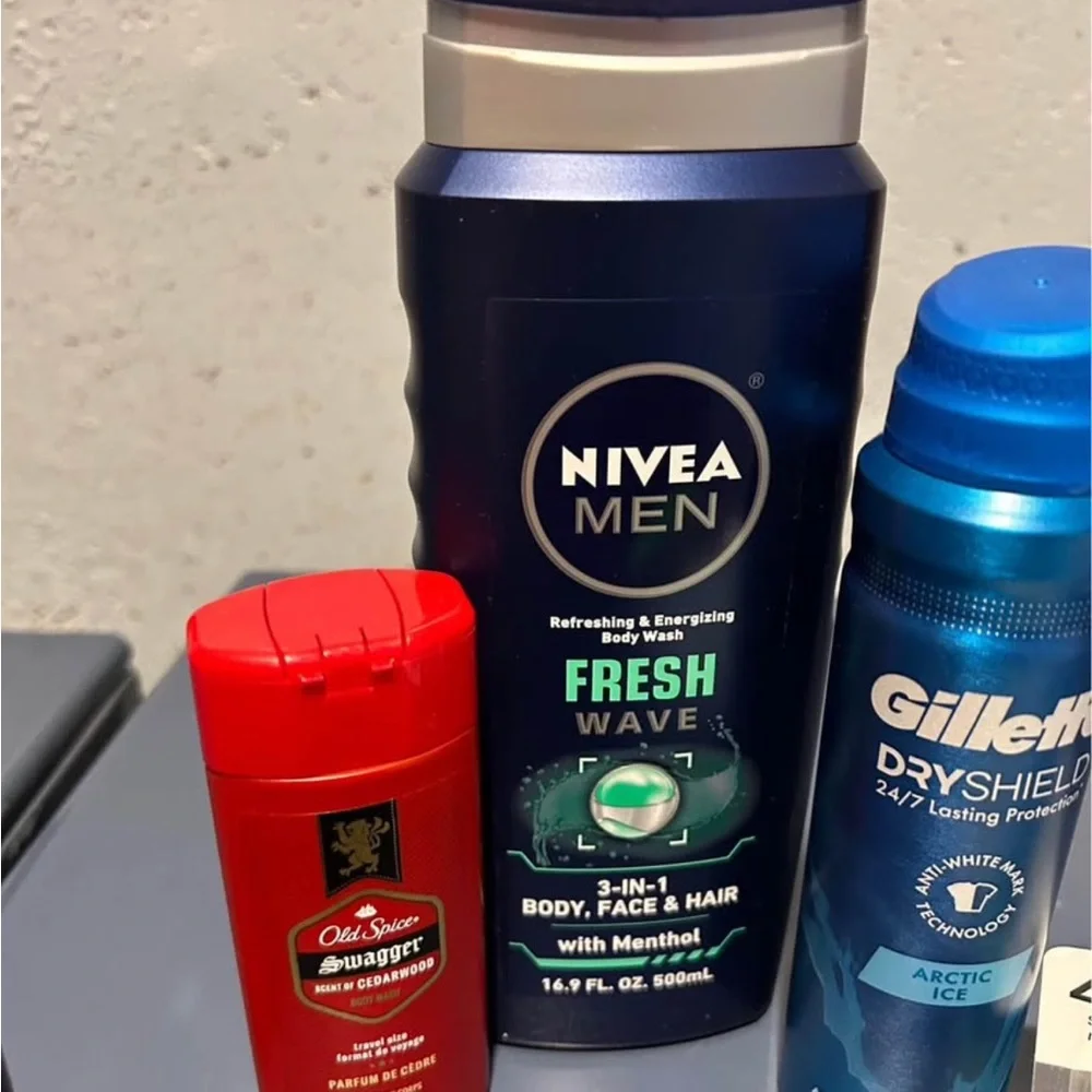 Mens toiletries bundle Axe, old spice, nivea men, gillette, schick